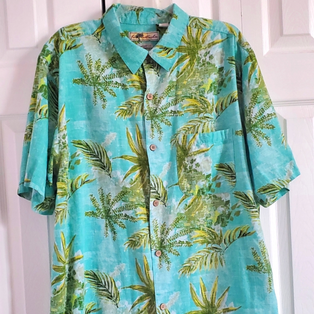 Joe Marlin Comfort Fit Hawaiian Button Down Shirt Lightweight